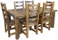 Rustic Alder Dining Set with Scalloped Top Edge - 7 Piece Set