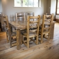 Rustic Alder Dining Set with Scalloped Top Edge - 7 Piece Set