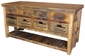 Rustic Bar/Kitchen Island with Drawers & Crate Storage