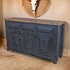 Rustic Black Painted Wood Buffet - 3 Doors & 3 Drawers