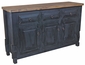 Rustic Black Painted Wood Buffet - 3 Doors & 3 Drawers