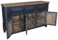 Rustic Black Painted Wood Buffet - 3 Doors & 3 Drawers