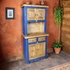 Rustic Blue Painted Wood Trastero Hutch