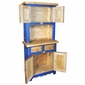 Rustic Blue Painted Wood Trastero Hutch