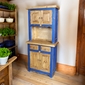Rustic Blue Painted Wood Trastero Hutch