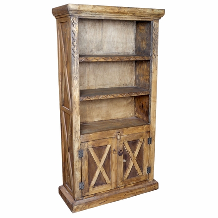 Rustic Carved Pine Bookcase