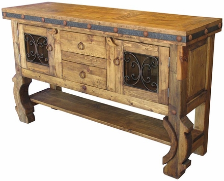 Rustic Console Hutch with Iron Accents