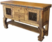 Rustic Console Hutch with Iron Accents