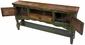 Rustic Green Painted Wood Turned Leg Buffet Table with 2 Doors, 1 Drawer and Shelf