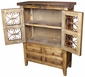 Rustic Hutch with Iron Scrollwork Doors