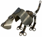 Rustic Iron and Stone Dog Garden Sculpture