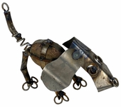 Rustic Iron and Stone Dog Garden Sculpture