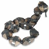 Rustic Iron and Stone Rattlesnake Sculpture