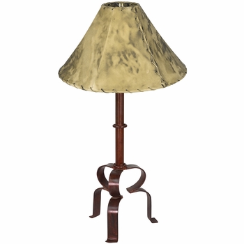 Rustic Iron Cascada Table Lamp With Pigskin or Rawhide Shade
