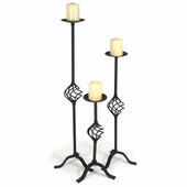Rustic Iron Spiral Floor Candle Holders - Set of 3