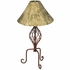 Rustic Iron Spiral Twist Table Lamp With Pigskin Shade
