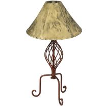 Rustic Iron Spiral Twist Table Lamp With Pigskin Shade