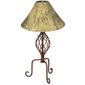 Rustic Iron Spiral Twist Table Lamp With Pigskin Shade