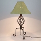 Rustic Iron Spiral Twist Table Lamp With Pigskin Shade