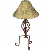 Rustic Iron Spiral Twist Table Lamp With Pigskin Shade