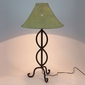 Rustic Iron Teardrop Table Lamp With Pigskin or Rawhide Shade