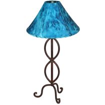 Rustic Iron Teardrop Table Lamp With Pigskin or Rawhide Shade