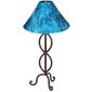 Rustic Iron Teardrop Table Lamp With Pigskin or Rawhide Shade