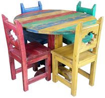 Rustic Multi-color 42" Round Dining Set with 4 Chairs s
