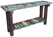Rustic Multi-Color Old Door Sofa Table with Slat Bottom