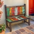Rustic Multi-Color Painted Wood Bench