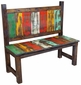 Rustic Multi-Color Painted Wood Bench