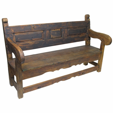 Rustic Old Door Mexican Colonial Bench