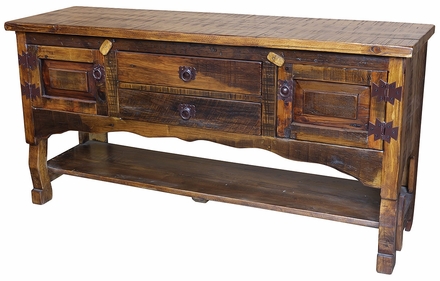 Rustic Old Wood Buffet Sideboard - 2 Doors & 2 Drawers
