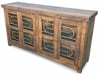 Rustic Old Wood Buffet with Ironwork Doors