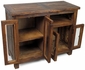Rustic Old Wood Entertainment Console with Glass Doors