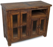 Rustic Old Wood Entertainment Console with Glass Doors
