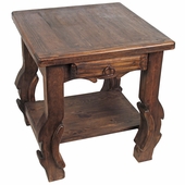 Rustic Ox Yoke End Table with Lower Shelf - Minimum Order 2