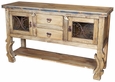 Rustic Ox Yoke Wood Sideboard with Iron Accents - 2 Doors - 2 Drawers