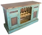 Rustic Painted Wood Bar Set With Metal Panels