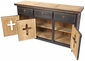 Rustic Painted Wood Buffet with Cross Cutout Doors and Iron Accents