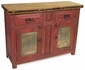 Rustic Painted Wood Buffet with Embossed Tin Panel Doors