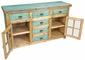 Rustic Painted Wood Buffet with Glass Doors - Green