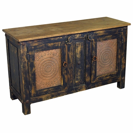 Rustic Painted Wood Buffet with Tin Door Inserts