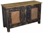 Rustic Painted Wood Buffet with Tin Door Inserts