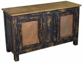 Rustic Painted Wood Buffet with Tin Door Inserts