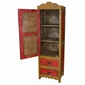 Rustic Painted Wood Cabinet with Embossed Tin Doors - Red