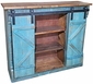 Rustic Painted Wood Coffee Bar Buffet - Blue