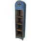 Rustic Painted Wood Domed Skinny Bookcase - Blue