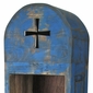 Rustic Painted Wood Domed Skinny Bookcase - Blue