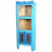 Rustic Painted Wood Rancherita Corner Cabinet - 2 Doors